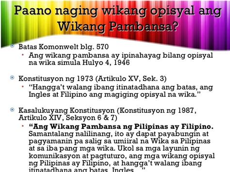 wikang naging batayan ng pambansang wika